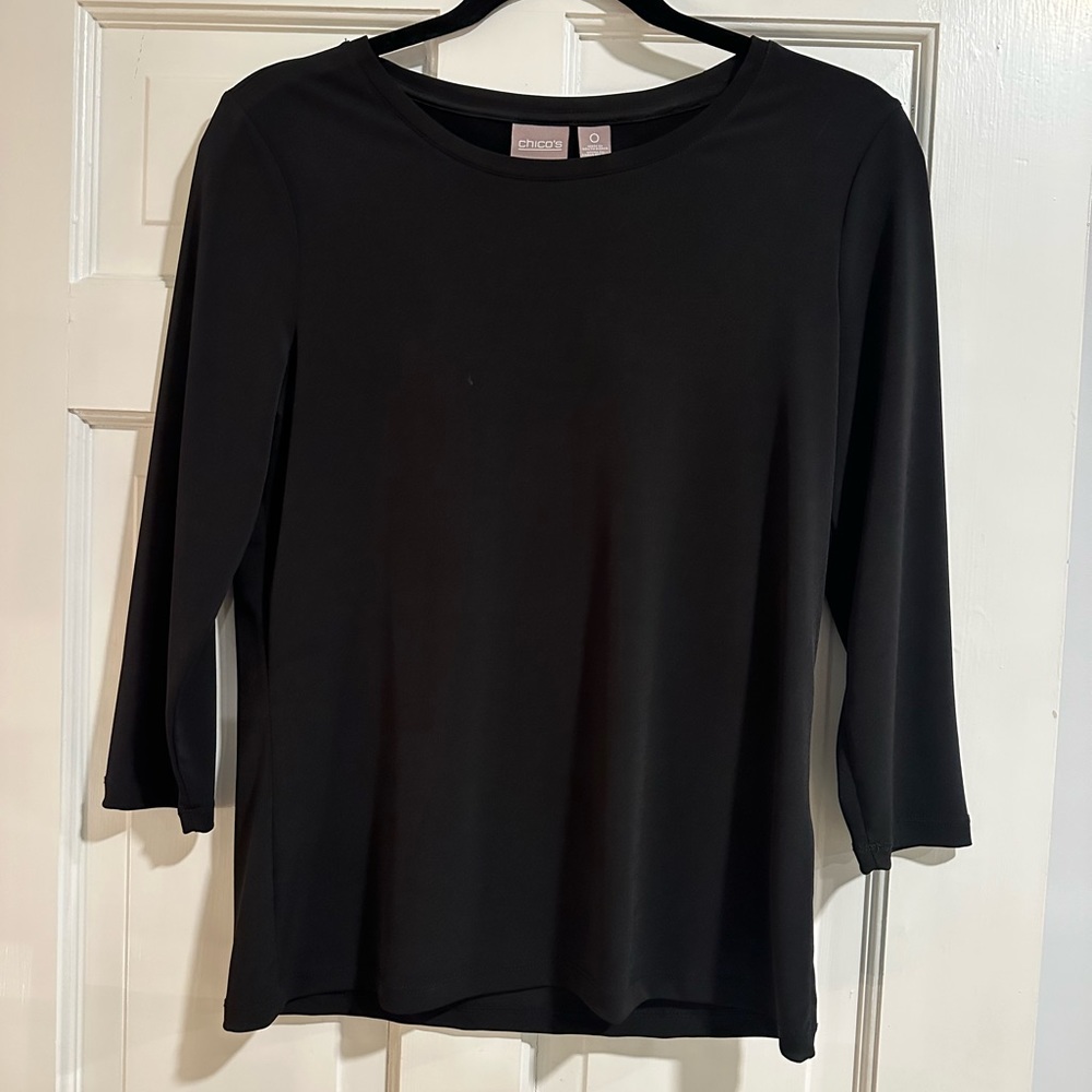 Chico’s 3/4 Sleeve Black Top